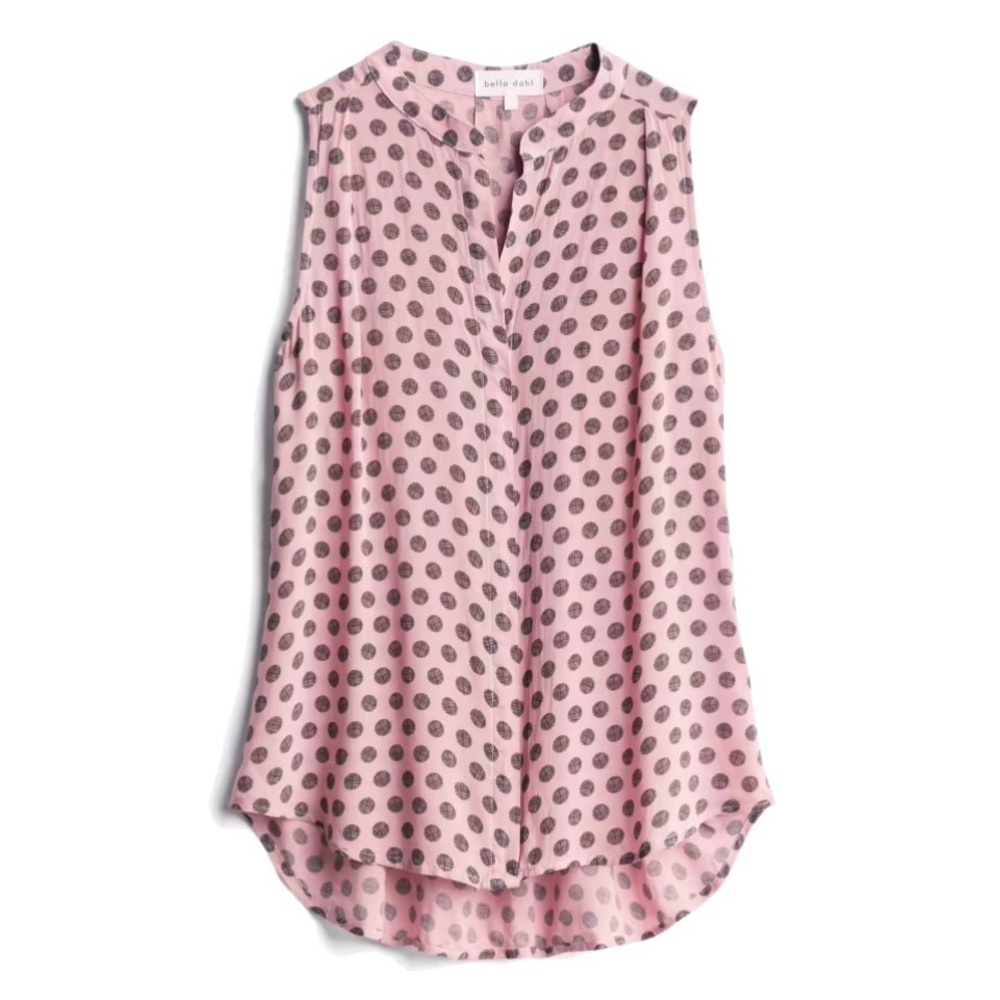 NWOT Bella Dahl Grigorieva Sleeveless Button Down Pink Polka Dot Top Size M